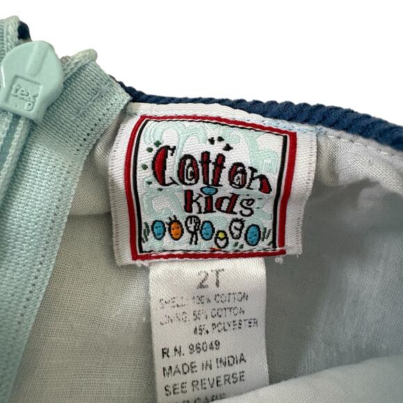 Cotton Kids Vintage Winter Scene Applique Dress Ice Skating Holiday 2T Corduroy - Picture 4 of 7